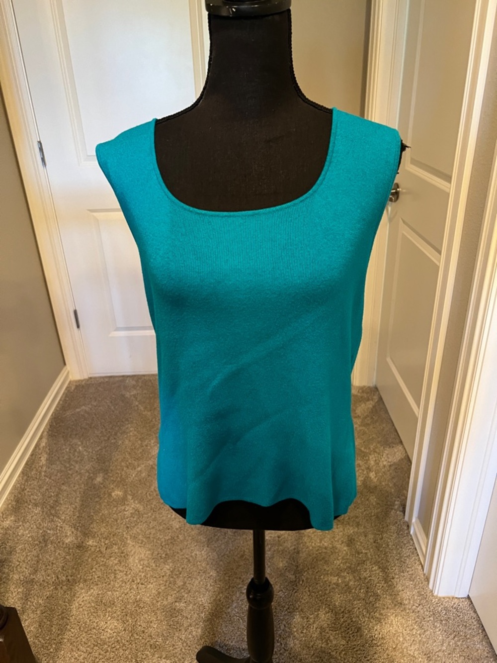 Jones Wear Teal Scoop Neck Sleeveless Cotton Knit Top XL
